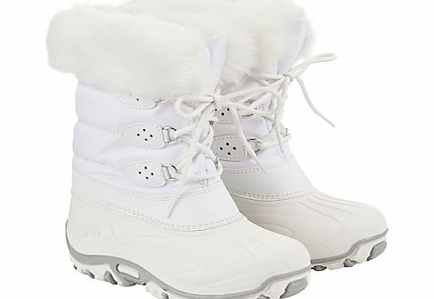 John Lewis Faux Fur Snow Boots, White