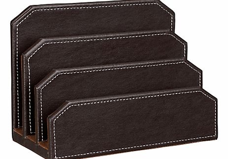 Faux Leather Letter Holder, Brown