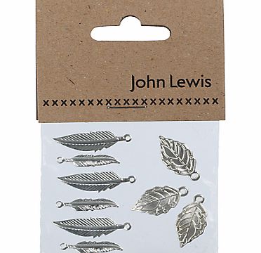 John Lewis Feather and Leaf Charms, Pack of 6,
