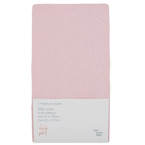 john lewis Fitted Cot Sheet, Pack of 2, Pink