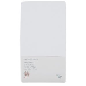 john lewis Fitted Cot Sheet, Pack of 2, White