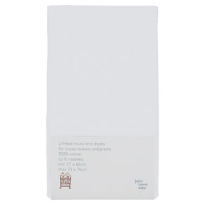 john lewis Fitted Moses Basket Sheet, Pack of 2, White