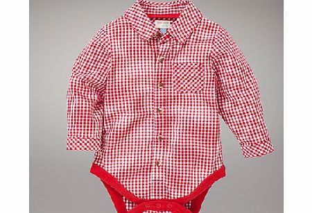 John Lewis Gingham Shirt Bodysuit, Red