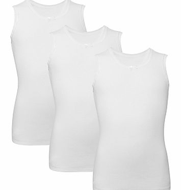 Singlet Vests, Pack of 3, White