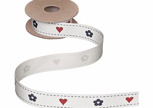 John Lewis Hearts and Flowers Ribbon, 5m,