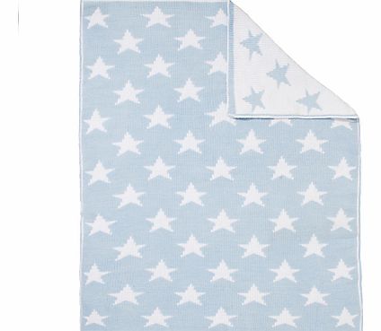 John Lewis Knitted Star Pram Baby Blanket, Blue