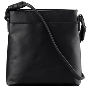 Leather Across Body Bag- Black
