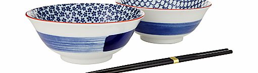 John Lewis Oriental Bowl with Chopsticks, Set of 2