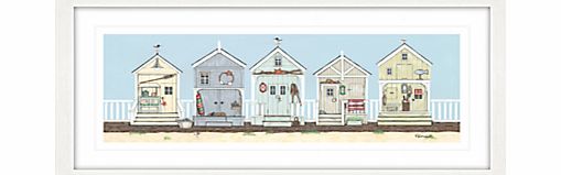 John Lewis Sally Swannell - Row Of Beach Huts Framed Print,