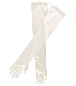 John Lewis Satin Long Evening Gloves, Ivory