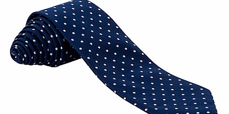 Spotted Navy Tie, White