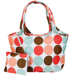 Spotty Shopper- Peach and Mint- Small