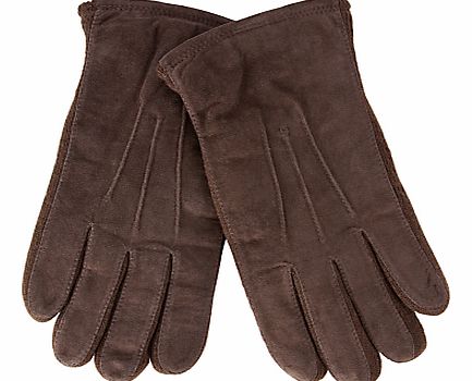 Suede Top Stitch Gloves, Brown