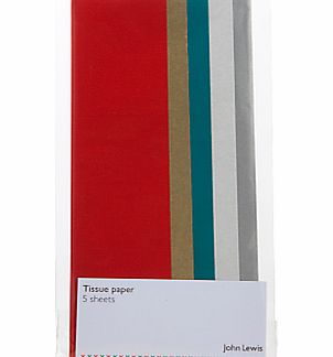 John Lewis Tissue Paper in Christmas Colours, 5 sheets, Multi