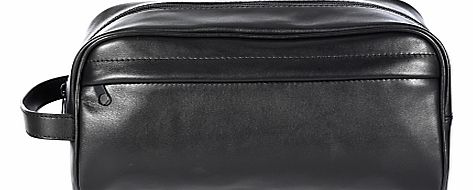 Traditional Leather Wash Bag, Black