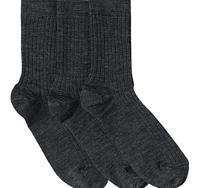 John Lewis Unisex Wool Ankle Socks, Pack of 3,
