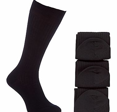 Wool Rich Long Socks, Pack of 3, Black