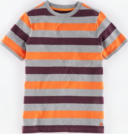 Johnnie  b, 1669[^]34925198 Retro Stripe T-shirt Grey Marl/Acid Orange