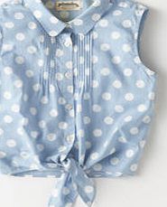 Johnnie  b Tie Front Shirt, Light Blue Spot 33921099