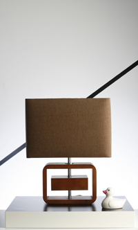 Joka Design Modern Wooden Table Lamp With Rectangular Chocolate Silk Fabric Shade