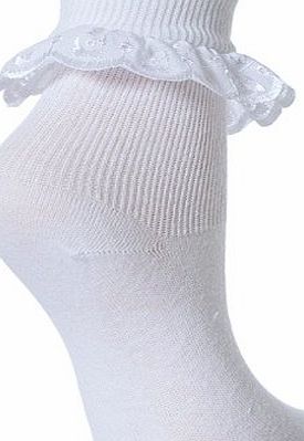 Jolie Frilly 12 Pairs Girls Jolie Fille Frilly Lace School Ankle White Socks - 7 Sizes
