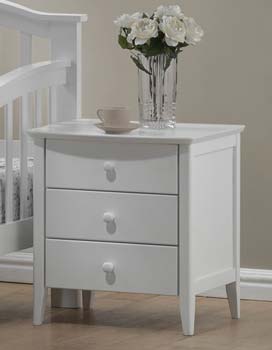 Julius White 3 Drawer Bedside Table - WHILE