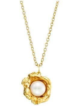 Joseph Lamsin Silver and Gold Plated Flower Cup Pearl Pendant