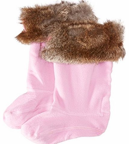  Girls JNR Rebel Fur Trimmed Welly Ankle Socks, Light Pink, 6-8 Years (Manufacturer Size:Medium)