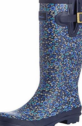 Joules Womens Welly Print Knee-High Boots, Navy Ditsy, 6 UK