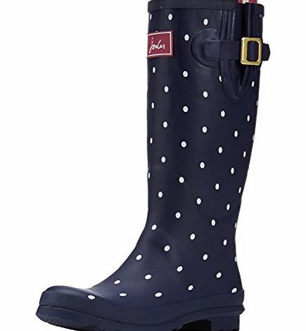 Joules Womens Welly Print Knee-High Boots, Navy Spot, 6 UK