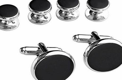 Jovivi  Mens Fashion Stainless Steel Luxurious Tuxedo Shirts Cufflinks and Dress Shirt Studs Set w/Box