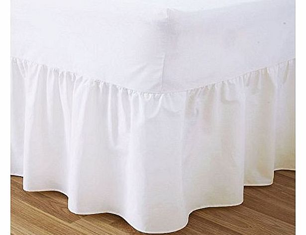 JOYSLEEP Love2Sleep 50:50 POLY COTTON : COTTON RICH QUALITY WHITE VALANCE SHEET - DOUBLE BED SIZE