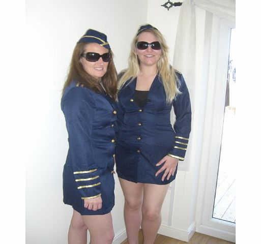 jozark Ladies Trolly Dolly Blue Air Hostess Cabin Crew Fancy Dress Costume by Jozark size 8-10