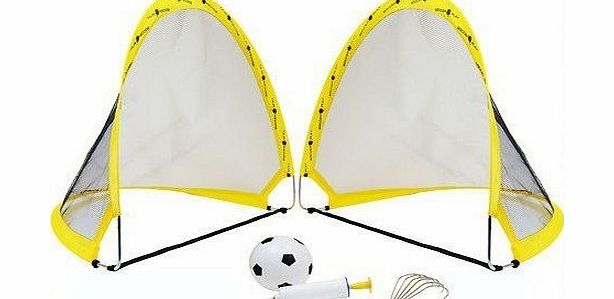 2 x Instant Pop Up Portable Football Soccer Goals Nets in Carry Bag amp; Pegs Kids Childrens Junior Fun Small Indoor Outdoor Training Practice Set 80cm x 60cm x 60cm