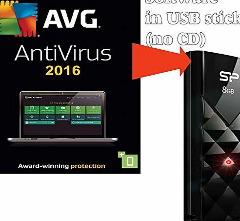Bundle AVG Antivirus 2014 for 4 Users / Computers +JSP 8GB USB Stick Flash Drive (PC Security Anti-virus Software 1 Years Downloadable Licence & 8GB USB2 Pen Drive)