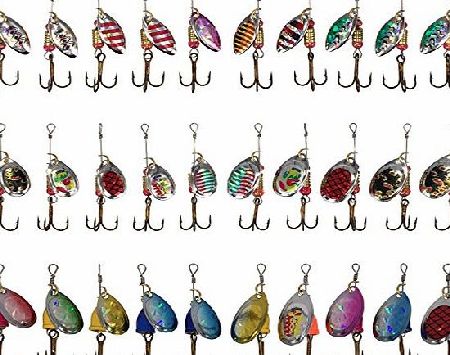 JT-Amigo 30pcs Fishing Spinners Lures Baits for Trout Salmon Bass
