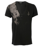 Splat Black Deep V-Neck T-Shirt