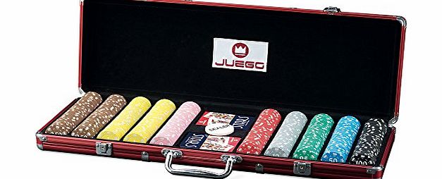 Juego Poker 500 Card Game Set Alluminium Carry Case 2x Card Decks Dealer Chips