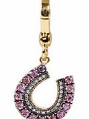 Gold-tone and pink crystal charm earrings