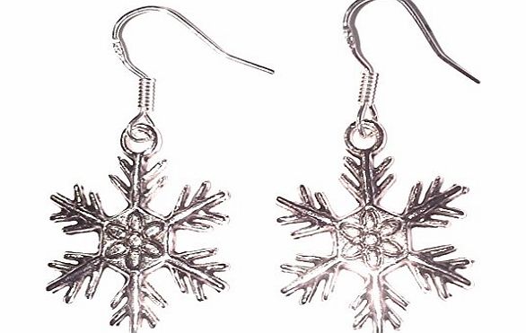 Juicy Jewellery Sterling Silver Christmas Novelty Earrings amp; Gift Bag (Snowflake)
