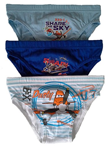 Boys Disney Pixar Planes - Dusty - Briefs Pants Underpants Underwear Slips - 3 Pack - Official Licenced 100% Cotton - 2 - 8 Years (6 - 8 Years)
