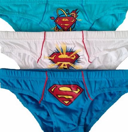 Jujak Boys Superman 2 Briefs Pants Underpants Underwear Slips - 3 Pack - Official Licenced 100 Cotton (4 - 5 Years)