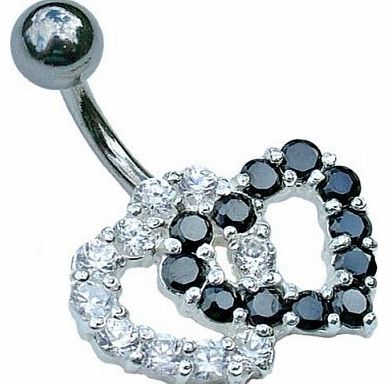 Jules Body Jewellery Belly Bars-Sterling Silver Entwined Hearts Belly Bar-10mm Size
