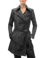 Women` Black Lightweight Belted Trench Coat