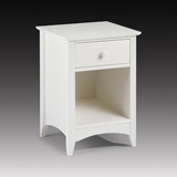Julian Bowen Cameo Bedside Cabinet in Rubberwood with 1 Drawer in White finish