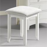 Cameo Stool in Rubberwood with padded seat in White finish