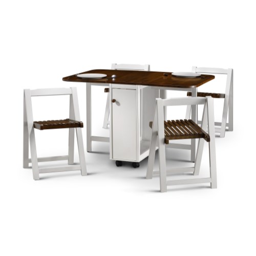 Lucy Dining Set in White and Walnut