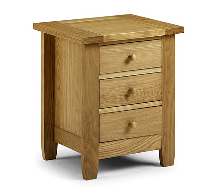 Lyndhurst Solid Oak 3 Drawer Bedside Table