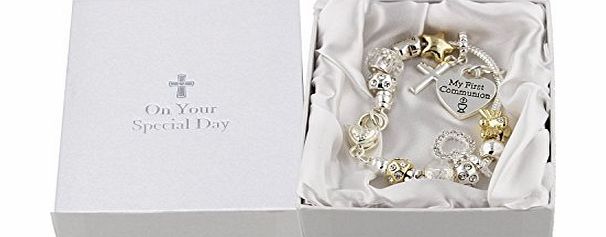 Juliana First Holy Communion Charm Bracelet Gift- Gold and Silver