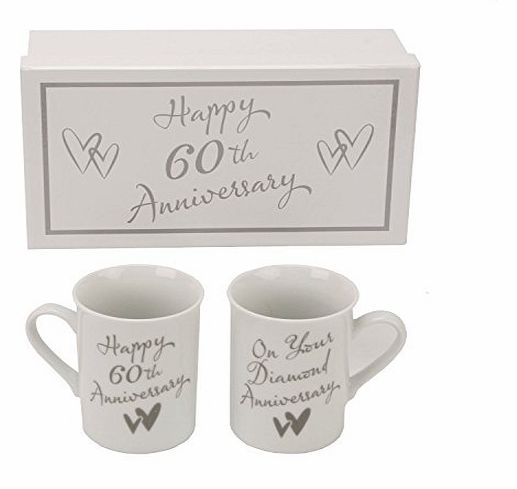 JULIANA  Diamond 60th wedding anniversary Set of two Quality Mugs ``on your Diamond Anniversary`` CM232